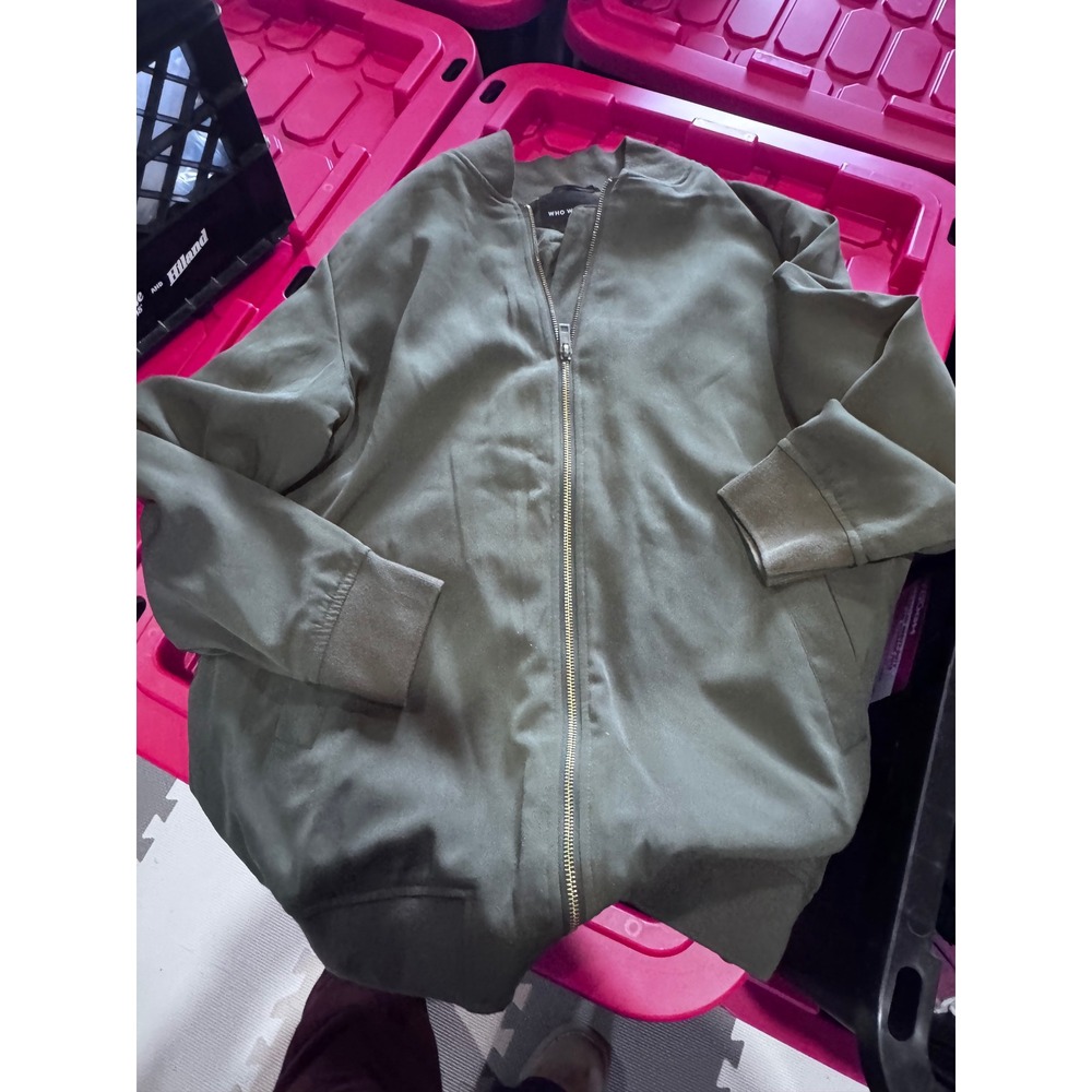 Who What Wear Womens Olive Green Full Zip Bomber Jacket Small 1SC18